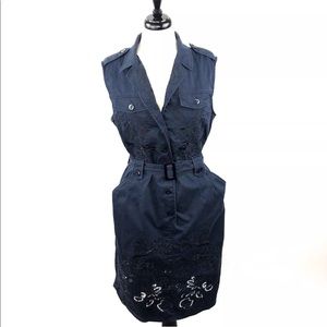 FERAUD Womens Shirt Dress Sleeveless Belted Sz 14